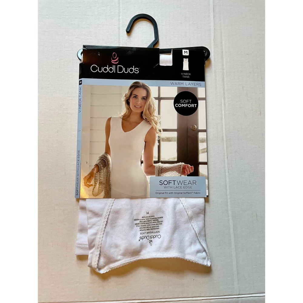 Cuddl Duds Warm Layers V Neck Tank M White
